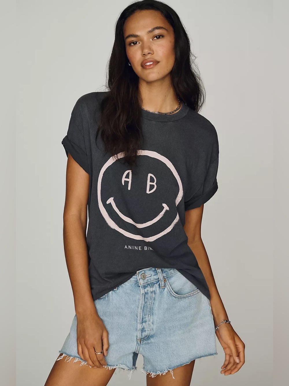NWT Anine Bing Smiley Graphic Tee